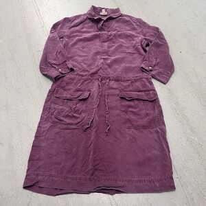 J. Jill Maroon 100% Tencel Dress Women's Size Small Button Front 3/4 Sleeve Midi